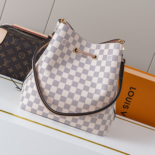 Túi LV NéoNoé MM Monogram trắng caro 7