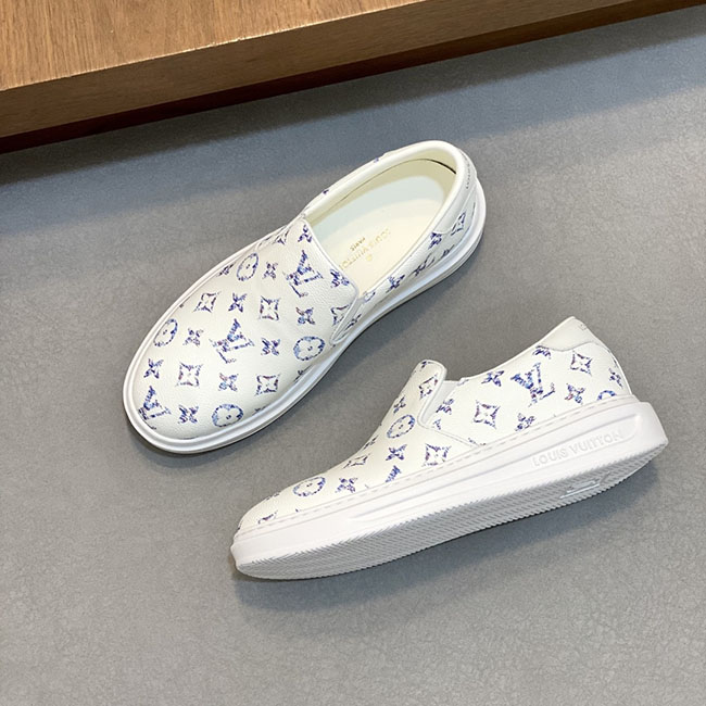 Giày lv slip on trắng họa tiết lv MB330