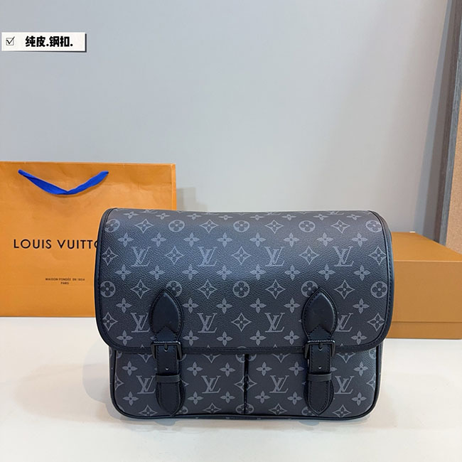 Túi đeo chéo LV Satchel Messenger đen monogram