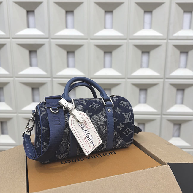 Túi đeo chéo lv Keepall Bandoulière 25 xanh thẫm TNLV071