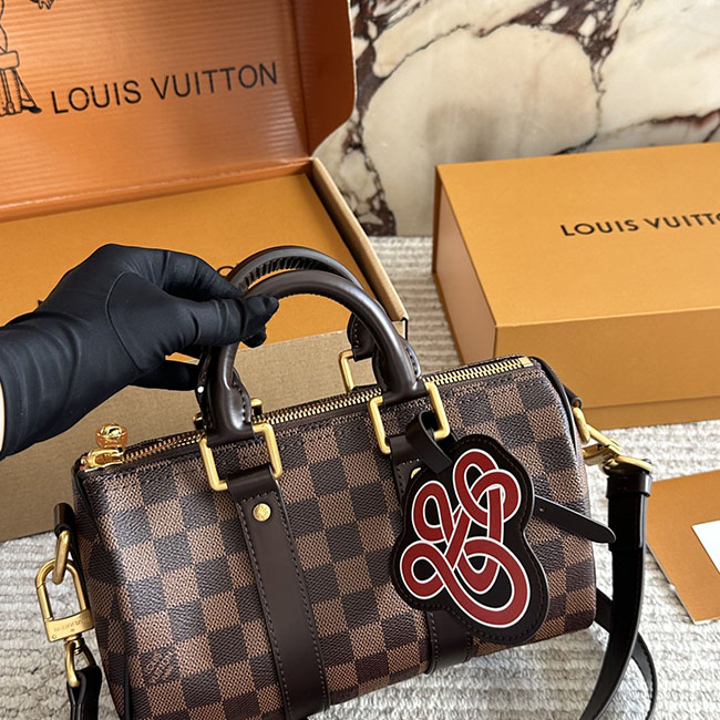 Túi đeo chéo lv Keepall Bandoulière 25 caro nâu TNLV075