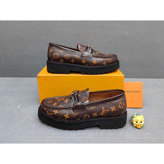 Giày đế cao loafer lv nâu MB314