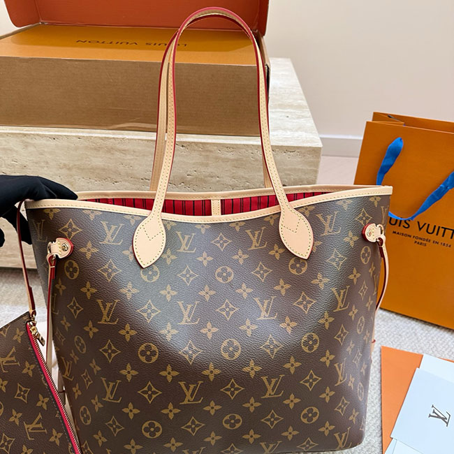 Túi LV Neverfull MM monogram nâu TLV200