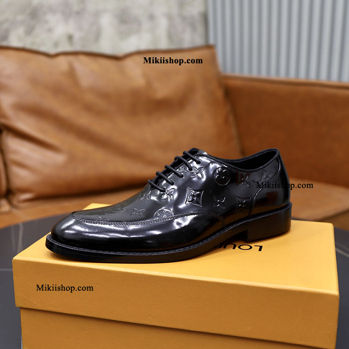 Giày lv loafer buộc dây đen MK261