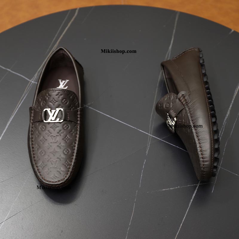Giày LV lười da dập nổi họa tiết lv GLV10