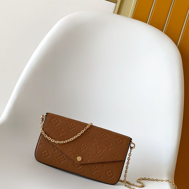 Túi LV Félicie Pochette nâu dập nổi TLV093