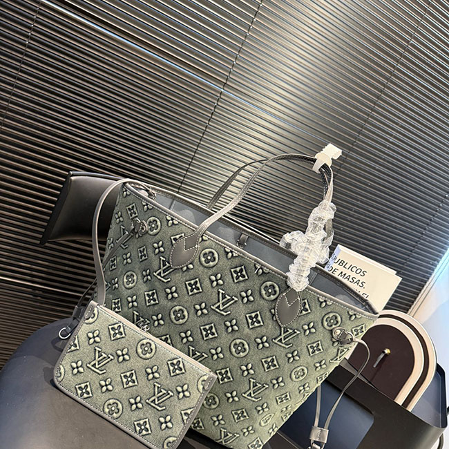 Túi LV Neverfull MM xanh bò thẫm TLV203