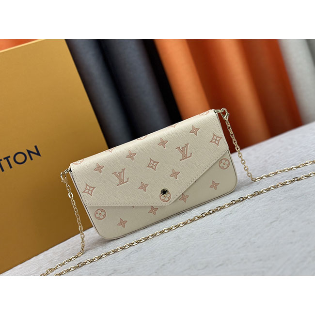 Túi Félicie Pochette trắng Monogram hồng TLV082