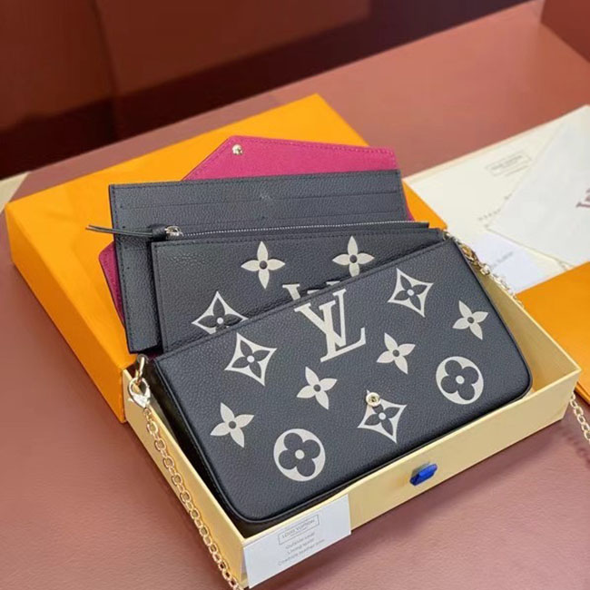 Túi LV Félicie Pochette Monogram đen Empreinte TLV077