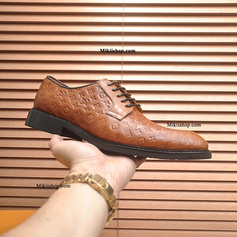 Giày lười loafer lv nam màu nâu sang trọng