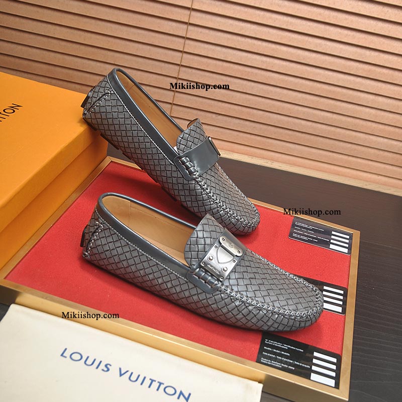Giày LV lười da bóng đan GLV17