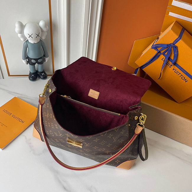 Túi LV Hide Away MM monogram nâu khóa LV 8