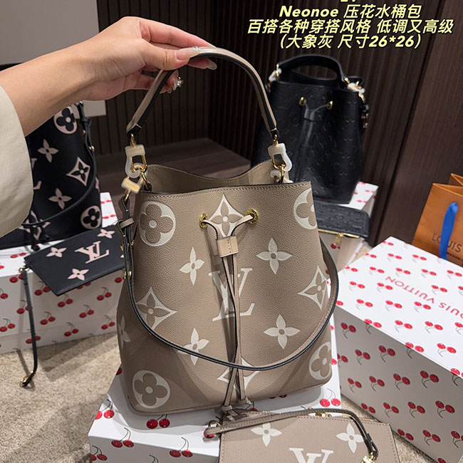 Túi LV NéoNoé MM Monogram xám TLV054