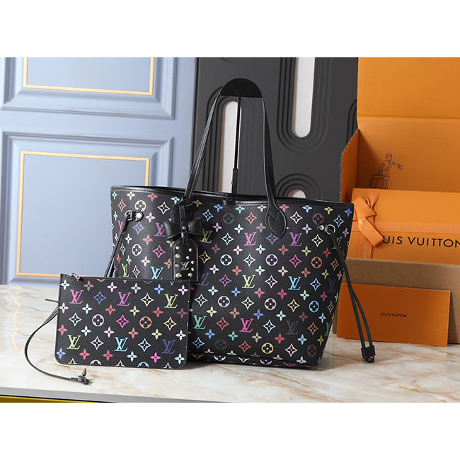 Túi Neverfull MM đen LV x TM TLV201