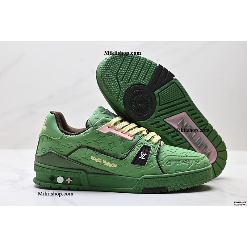 Giày trainer LV sneaker xanh dập nổi GLV7