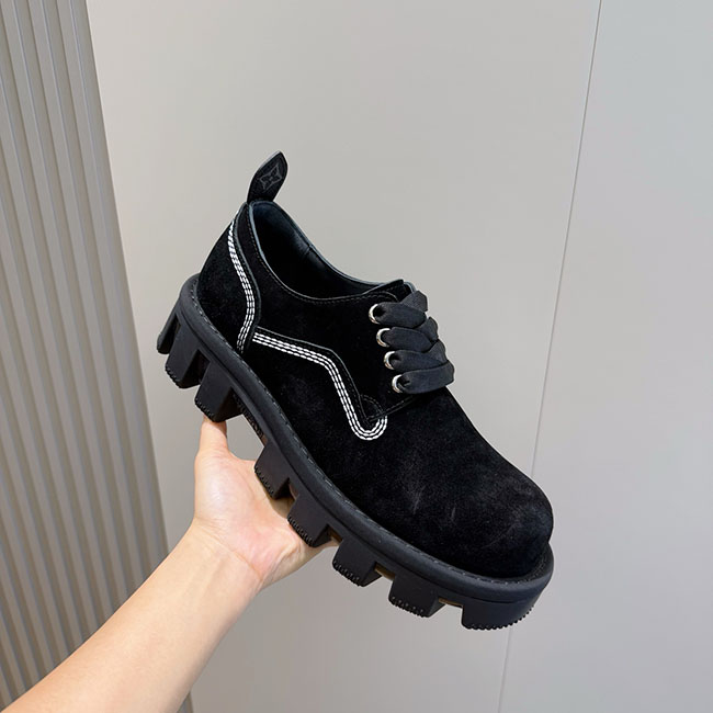 Giày loafer đế cao checker da lộn 3 màu lv MB308