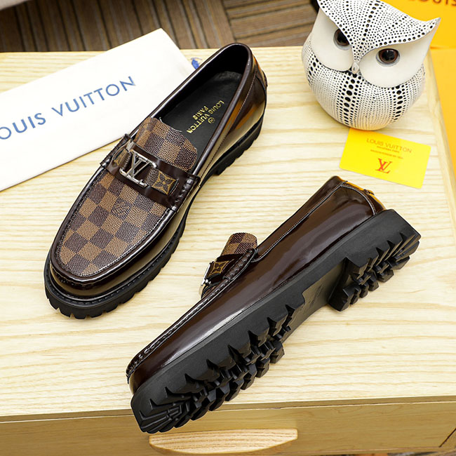 Giày lv loafer đế cao nâu MB336