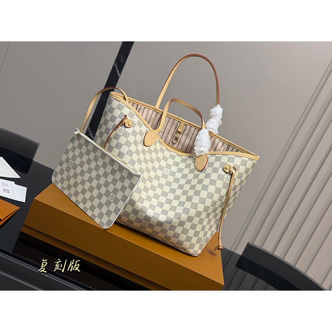 Túi LV Neverfull MM caro trắng TLV196