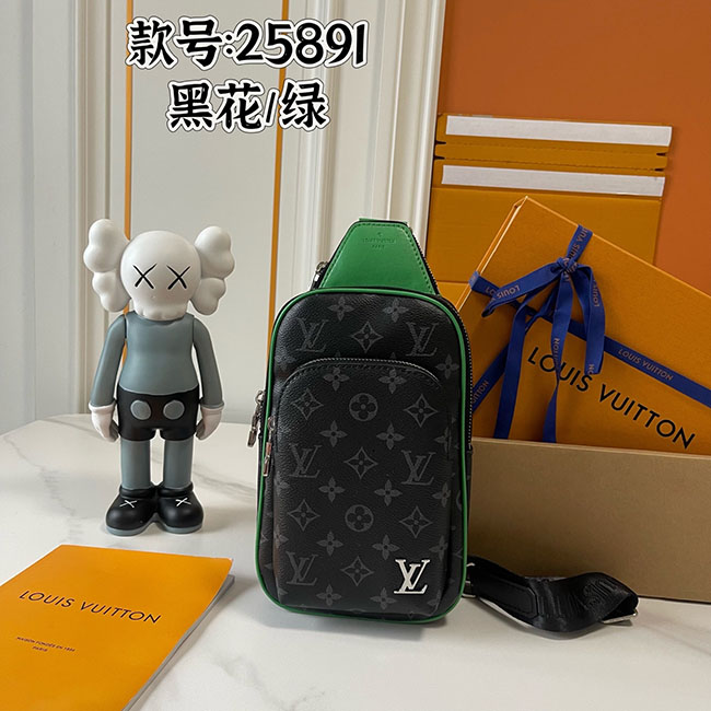 Túi đeo chéo nam LV Avenue Slingbag PM xanh lá TNLV014